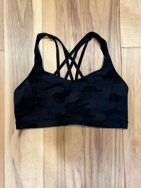 lululemon ‘Energy’ Black Camo Strappy Sports Bra
